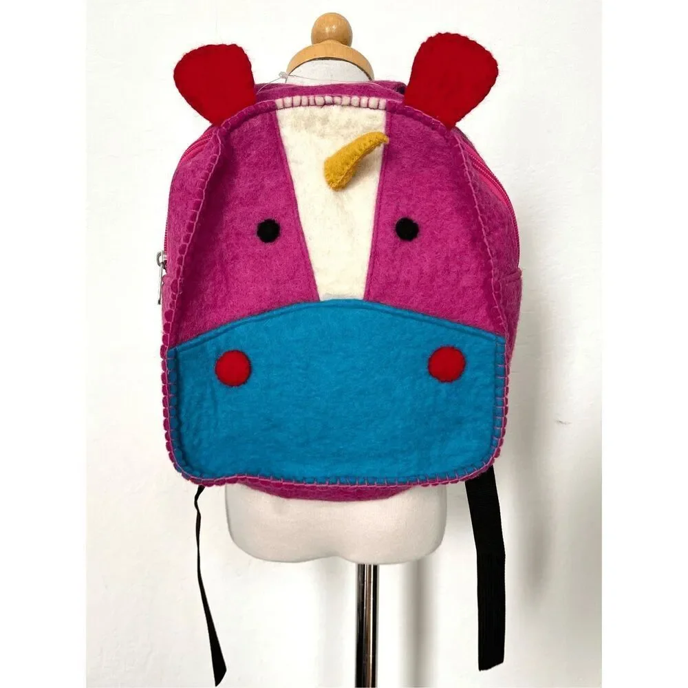 NEW BNB Crafts Toddler Preschool Kids Handmade Felted Wool Unicorn Backpack Scho